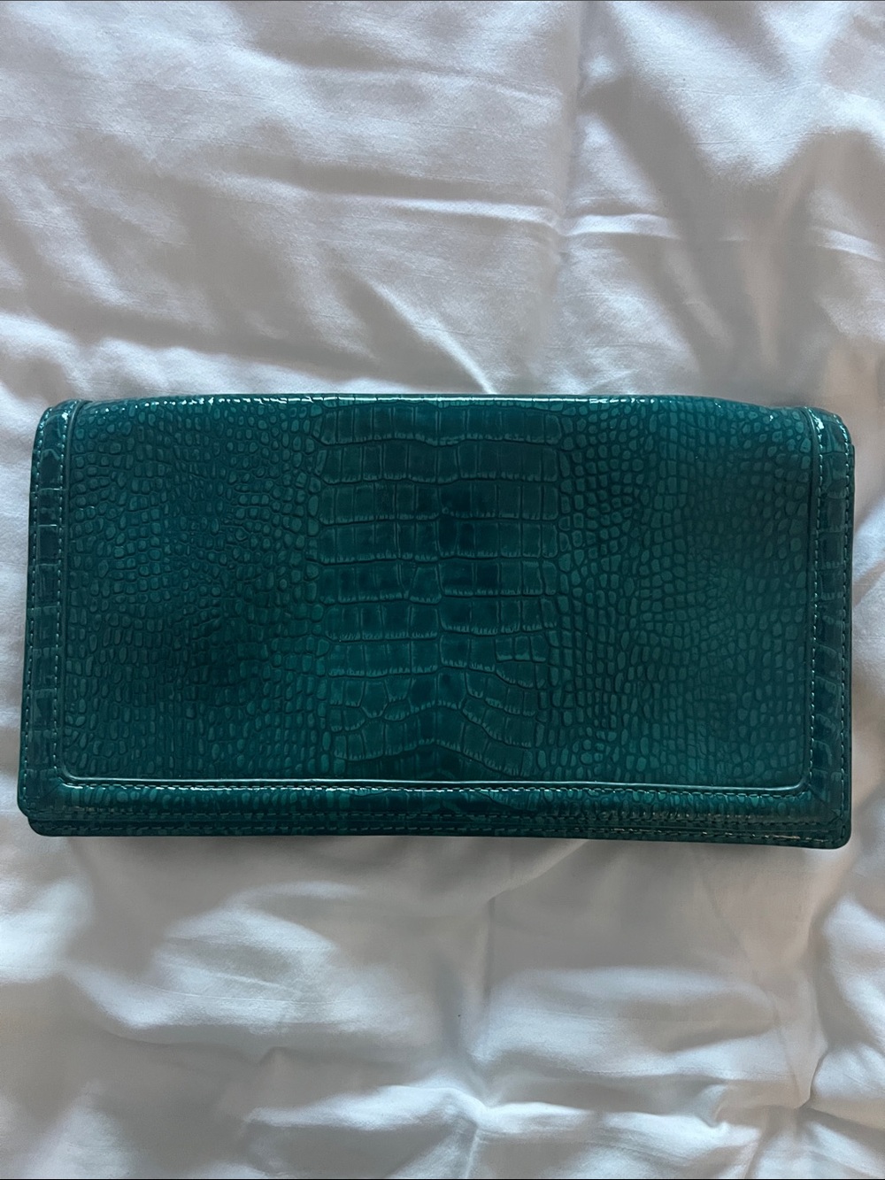 Banana Republic Teal Croc-Embossed Clutch Wallet